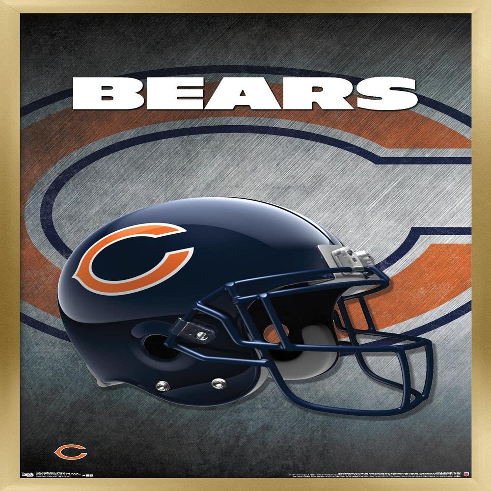 Trends International NFL Chicago Bears - Helmet 16 Wall Poster, 22.375" x 34", Gold Framed Version