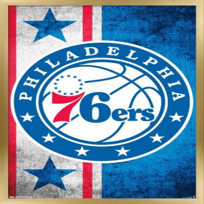 Trends International NBA Philadelphia 76ers - Logo 15 Wall Poster, 14.725" x 22.375", Gold Framed Version