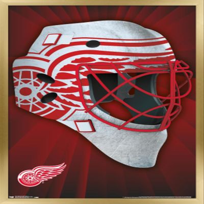 Trends International NHL Detroit Redwings - Mask 16 Wall Poster, 22.375" x 34", Gold Framed Version