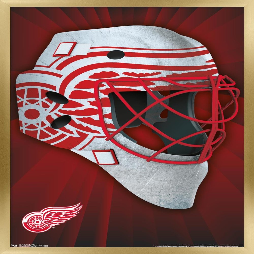 Trends International NHL Detroit Redwings - Mask 16 Wall Poster, 22.375" x 34", Gold Framed Version