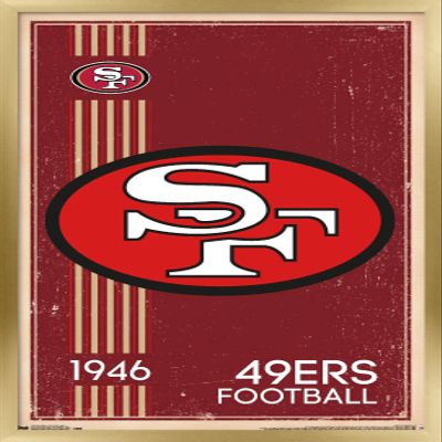 Trends International NFL San Francisco 49ers - Retro Logo 14 Wall Poster, 14.725" x 22.375", Gold Framed Version