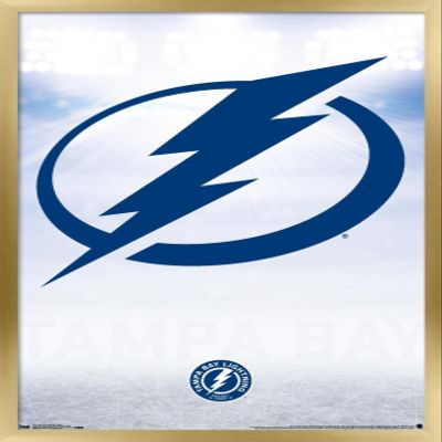 Trends International NHL Tampa Bay Lightning - Logo 17 Wall Poster, 22.375" x 34", Gold Framed Version