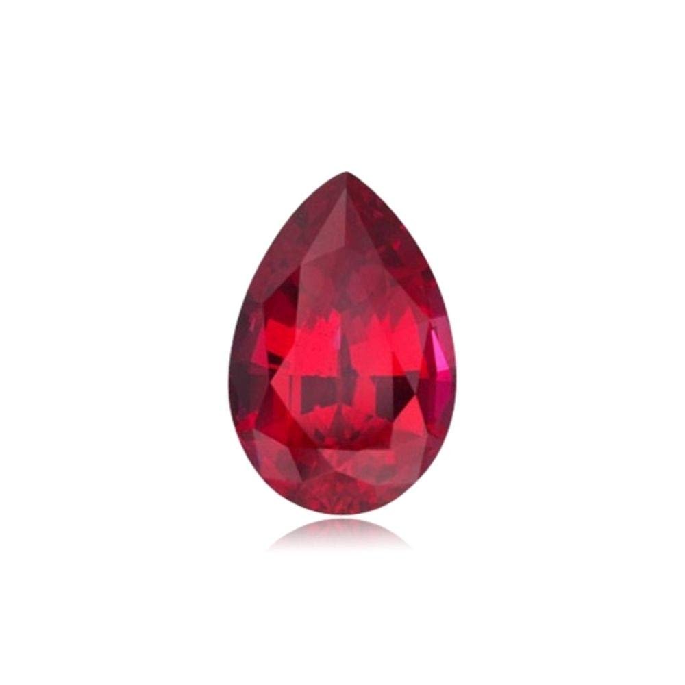 0.27-0.33 Cts of 5x3 mm AAA Pear cut Swiss Rough Synthetic Corundum Ruby (1 pc) Loose Gemstone