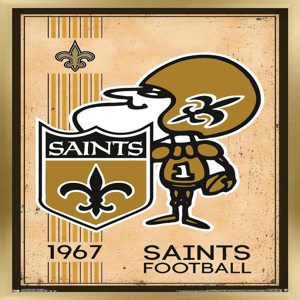 Trends International NFL New Orleans Saints - Retro Logo 14 Wall Poster, 14.725" x 22.375", Gold Framed Version