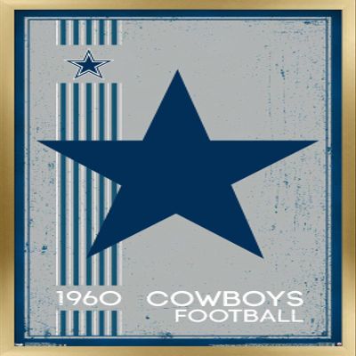Trends International NFL Dallas Cowboys - Retro Logo 14 Wall Poster, 22.375" x 34", Gold Framed Version
