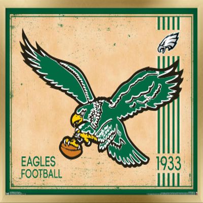 Trends International NFL Philadelphia Eagles - Retro Logo 14 Wall Poster, 14.725" x 22.375", Gold Framed Version