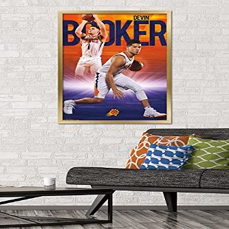 Trends International NBA Phoenix Suns - Devin Booker 18 Wall Poster, 34L x 22.4W, Gold Framed Version