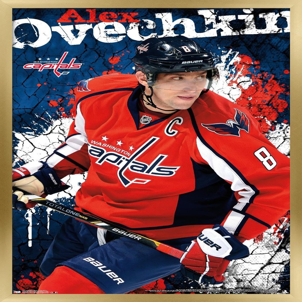 Trends International NHL Washington Capitals - Alex Ovechkin 13 Wall Poster, 22.375" x 34", Gold Framed Version
