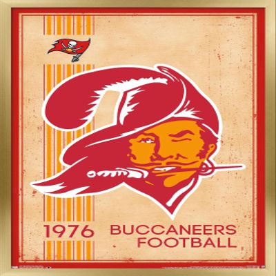 Trends International NFL Tampa Bay Buccaneers - Retro Logo 14 Wall Poster, 14.725" x 22.375", Gold Framed Version