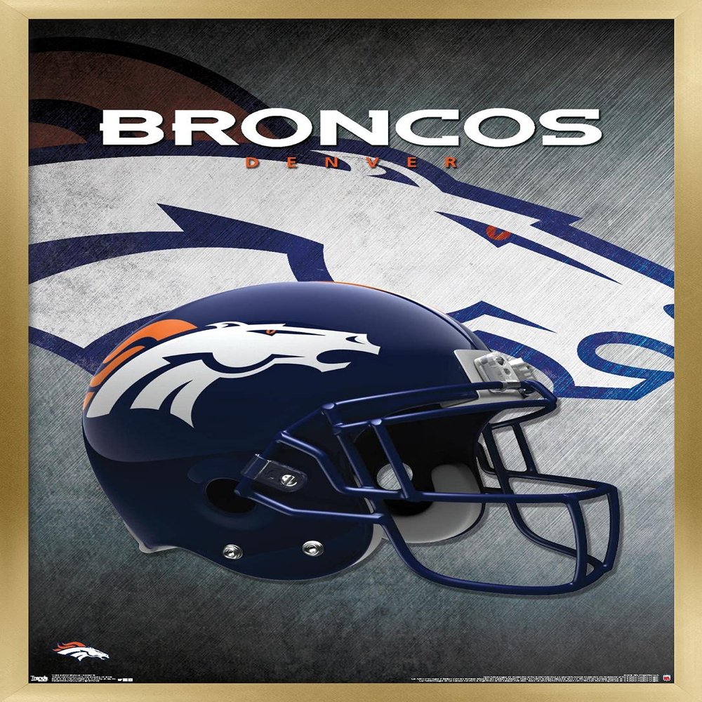 NFL Denver Broncos - Helmet 16 Wall Poster, 22.4L" x 14.7W", Gold Framed Version