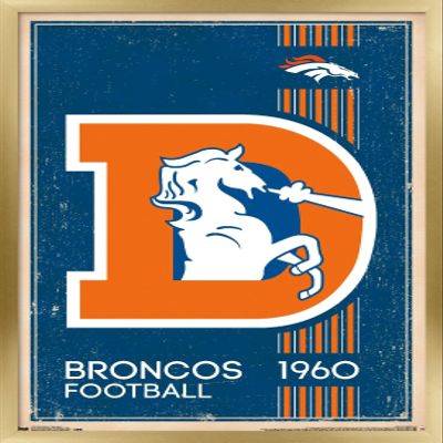 NFL Denver Broncos - Retro Logo 14 Wall Poster, 22.4L" x 14.7W", Gold Framed Version