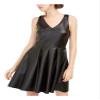Rosie Harlow Womens Pleather Short Fit & Flare Dress Black S view 1