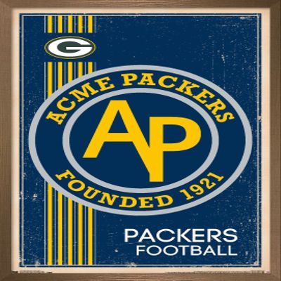 Trends International NFL Green Bay Packers - Retro Logo 14 Wall Poster, 22.375" x 34", Bronze Framed Version