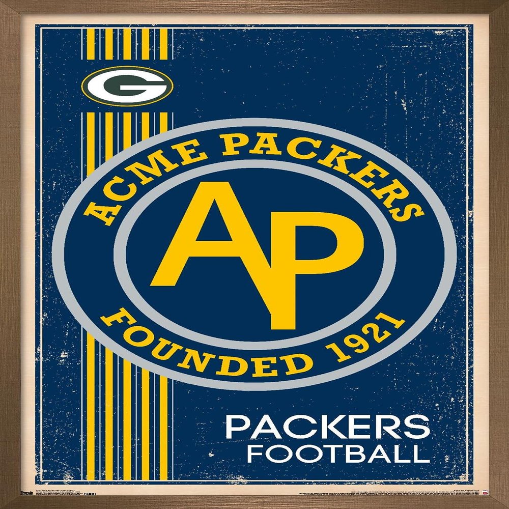 Trends International NFL Green Bay Packers - Retro Logo 14 Wall Poster, 22.375" x 34", Bronze Framed Version
