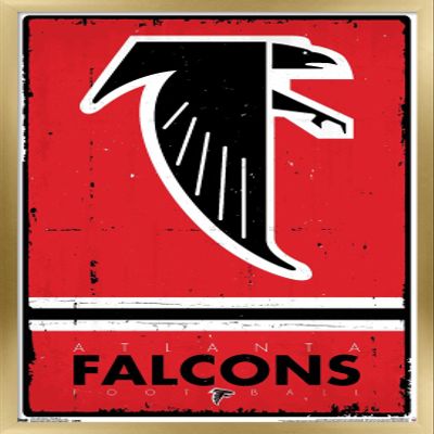 NFL Atlanta Falcons - Retro Logo 15 Wall Poster, 22.4L" x 14.7W", Gold Framed Version