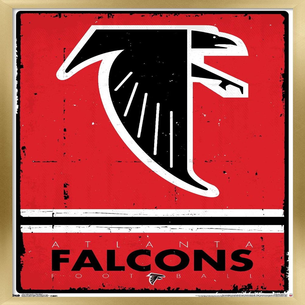 NFL Atlanta Falcons - Retro Logo 15 Wall Poster, 22.4L" x 14.7W", Gold Framed Version