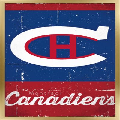 Trends International NHL Montreal Canadiens - Retro Logo 13 Wall Poster, 22.375" x 34", Gold Framed Version