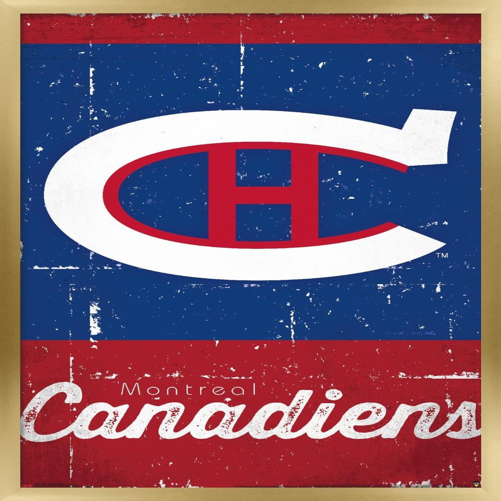 Trends International NHL Montreal Canadiens - Retro Logo 13 Wall Poster, 22.375" x 34", Gold Framed Version