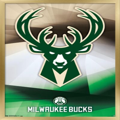 Trends International NBA Milwaukee Bucks - Logo 16 Wall Poster, 22.375" x 34", Gold Framed Version