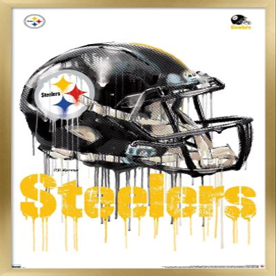 Trends International NFL Pittsburgh Steelers - Drip Helmet 20 Wall Poster, 22.375" x 34", Gold Framed Version