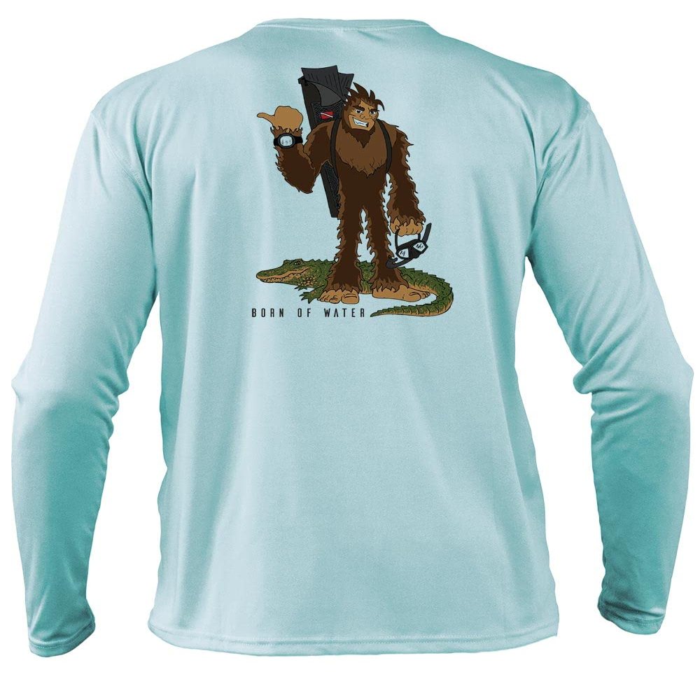 Born of Water Skunk Ape Freediving Shirt: UV UPF+ 50 Long Sleeve - Light Blue - 3XL