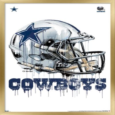 Trends International NFL Dallas Cowboys - Drip Helmet 20 Wall Poster, 22.375" x 34", Gold Framed Version