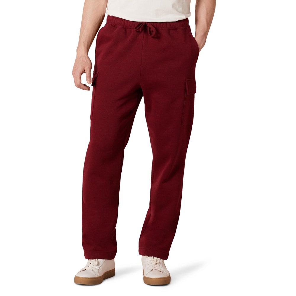 Amazon Essentials Men's Cargo Fleece Sweatpant, Deep Red, Small