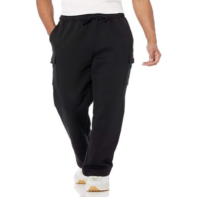 Amazon Essentials Men's Cargo Fleece Sweatpant with Open Hem, Black, X-Large