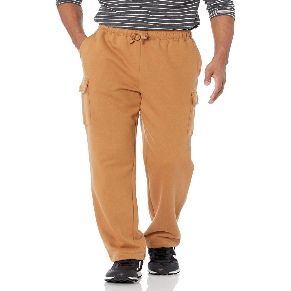 Amazon Essentials Men's Cargo Fleece Sweatpant with Open Hem, Tan, X-Large