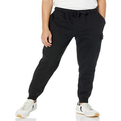 Amazon Essentials Men's Cargo Fleece Jogger Sweatpant with Relaxed Fit, Black, XX-Large