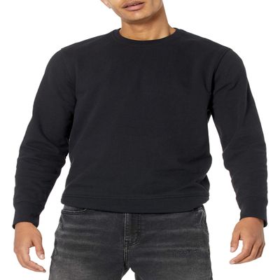 Amazon Essentials Men's Long-Sleeve Lightweight Fleece French Terry Crewneck Sweatshirt, Black, XX-Large