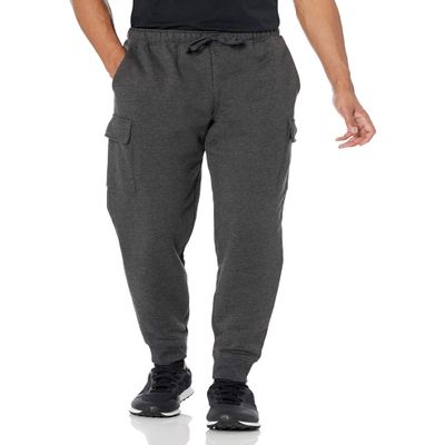 Amazon Essentials Men's Cargo Fleece Jogger Sweatpant with Relaxed Fit, Charcoal Heather, X-Small