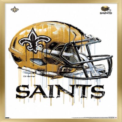 Trends International NFL New Orleans Saints - Drip Helmet 20 Wall Poster, 22.375" x 34", Gold Framed Version