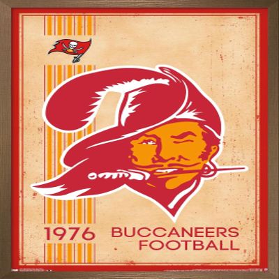 Trends International NFL Tampa Bay Buccaneers - Retro Logo 14 Wall Poster, 22.375" x 34", Bronze Framed Version