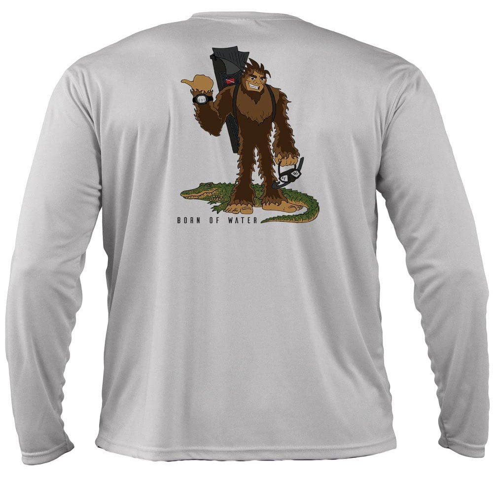 Born of Water Skunk Ape Freediving Shirt: UV UPF+ 50 Long Sleeve - Gray - 3XL