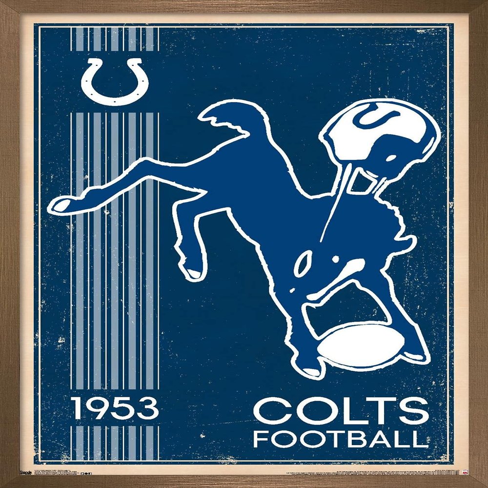Trends International NFL Indianapolis Colts - Retro Logo 14 Wall Poster, 22.375" x 34", Bronze Framed Version