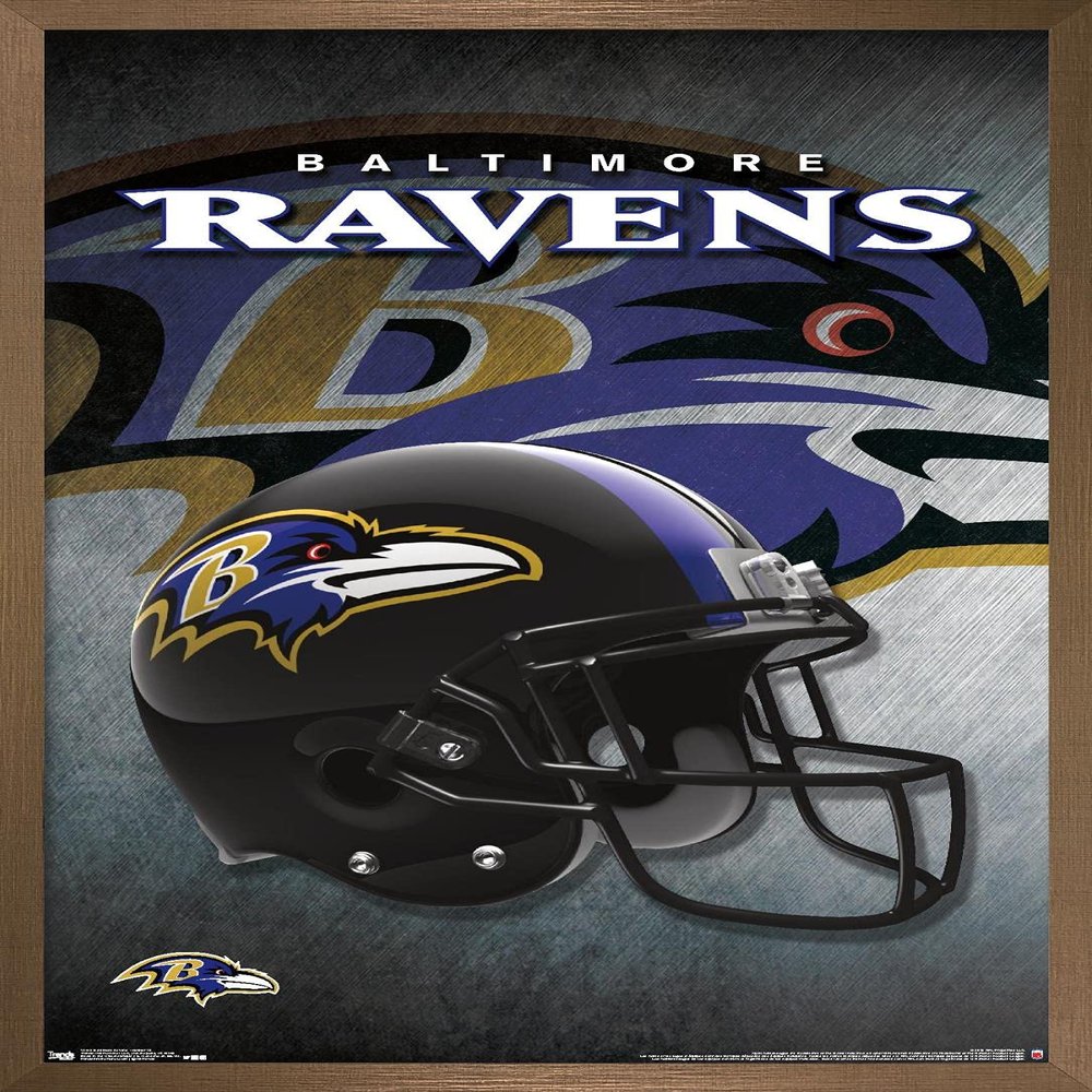 Trends International NFL Baltimore Ravens - Helmet 16 Wall Poster, 22.375" x 34", Bronze Framed Version