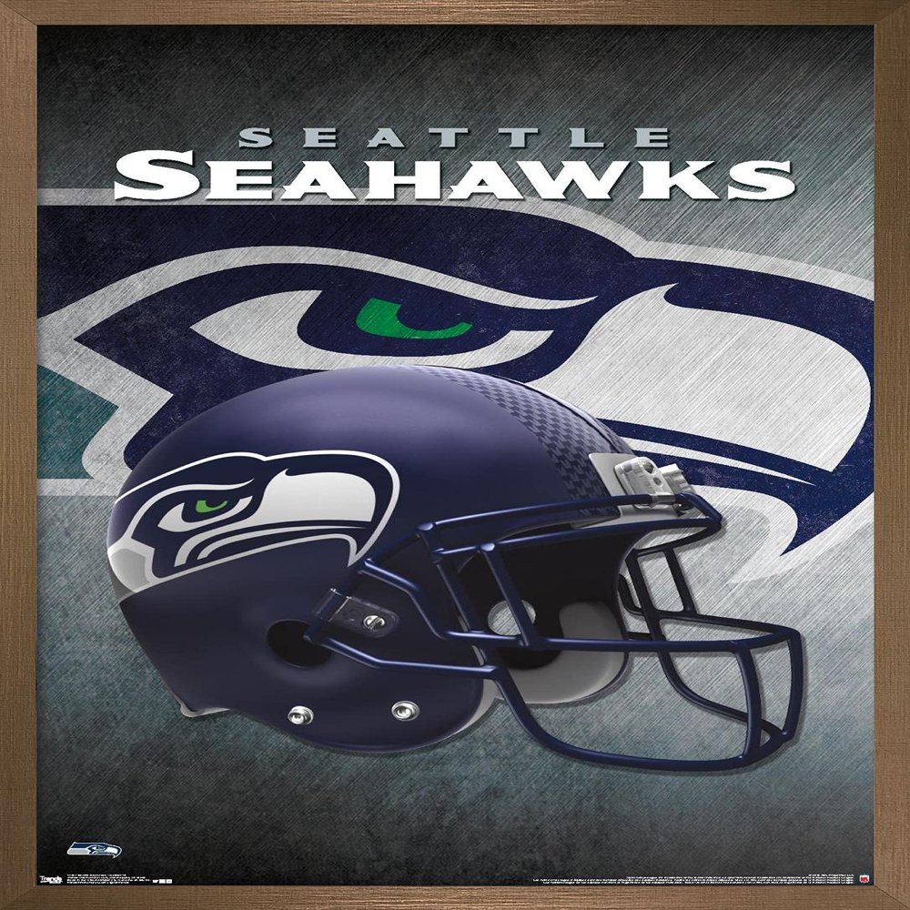 Trends International NFL Seattle Seahawks - Helmet 16 Wall Poster, 14.725" x 22.375", Bronze Framed Version