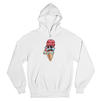 Tee Hunt Undead Zombie Ice Cream Sweatshirt Happy Halloween Eat Brains Hoodie White Small