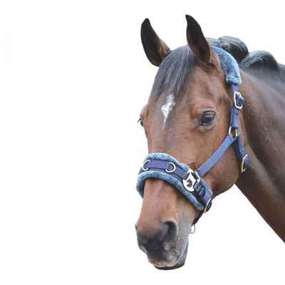 Shires Fleece Lined Lunge Cavesson (Pony, Navy)