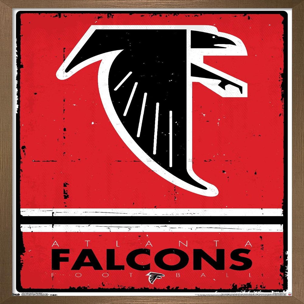 NFL Atlanta Falcons - Retro Logo 15 Wall Poster, 22.4L" x 14.7W", Bronze Framed Version