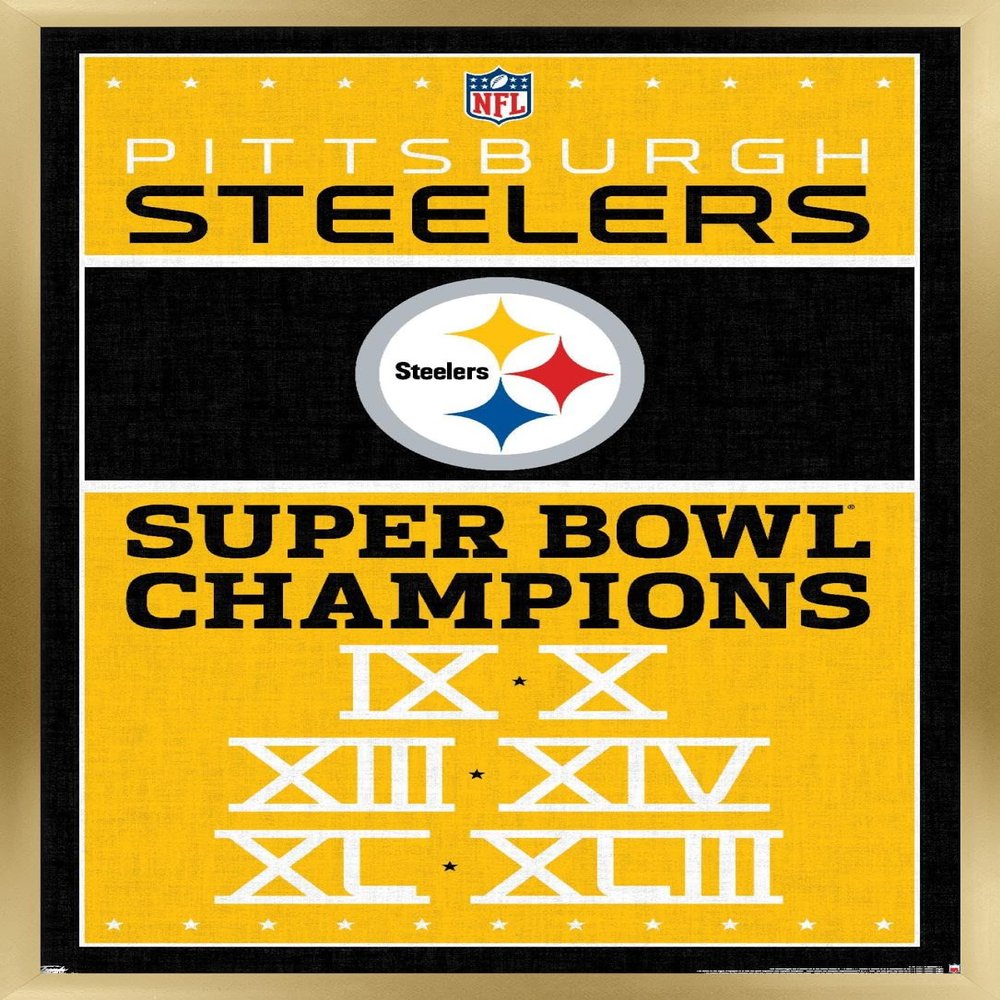 Trends International NFL Pittsburgh Steelers - Champions 13 Wall Poster, 22.375" x 34", Gold Framed Version