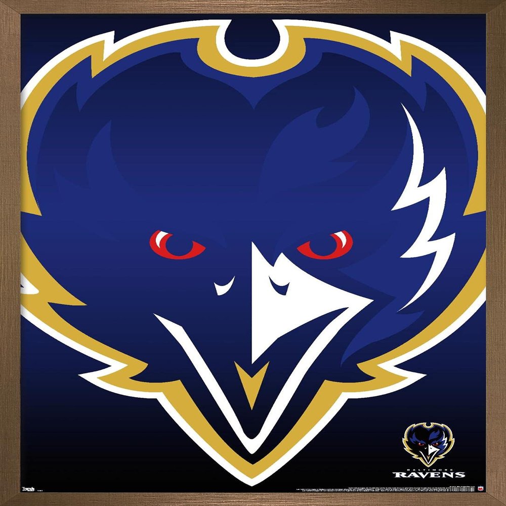 Trends International NFL Baltimore Ravens - Logo 14 Wall Poster, 14.725" x 22.375", Bronze Framed Version