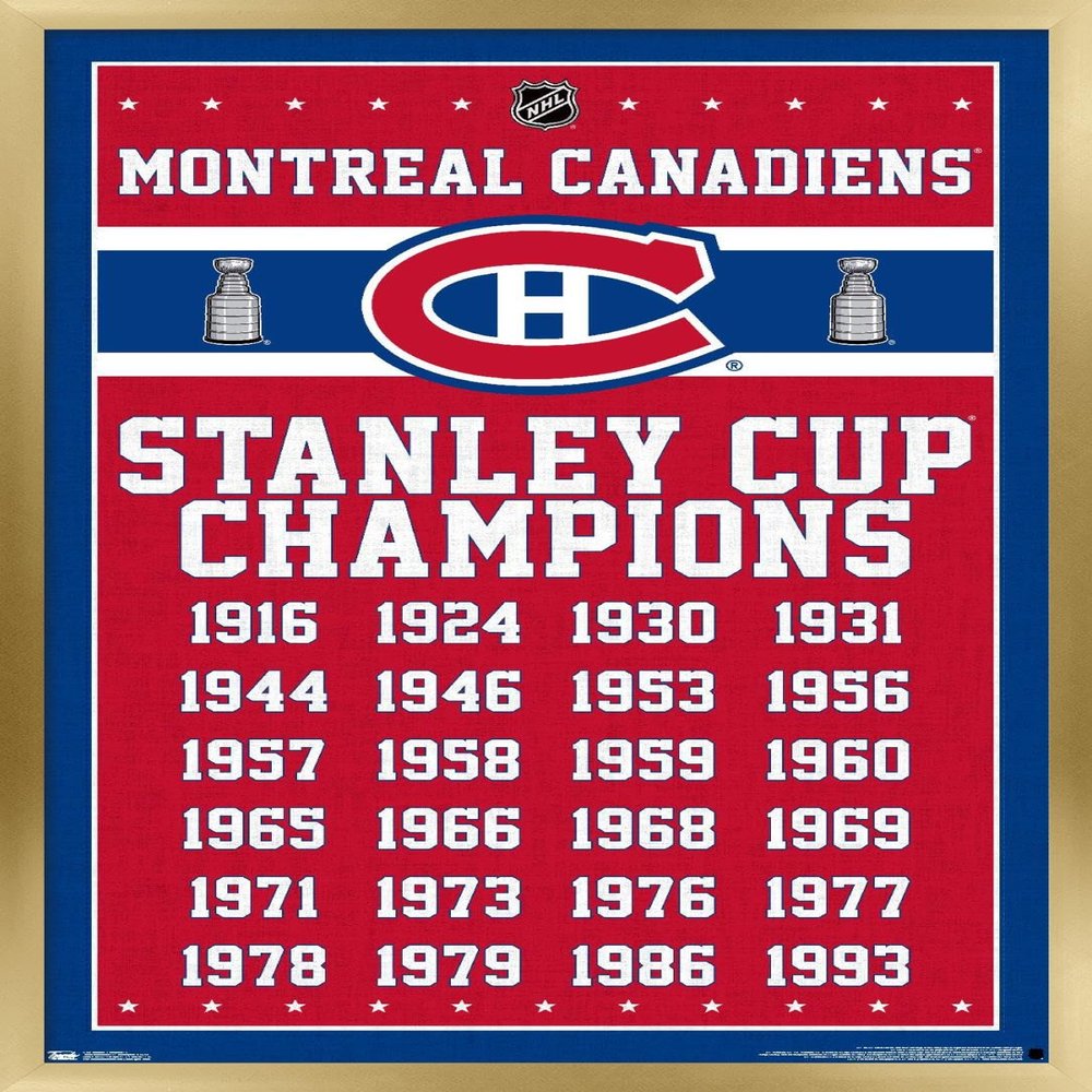 Trends International NHL Montreal Canadiens Champions 13 Wall Poster, 14.725" x 22.375", Gold Framed Version