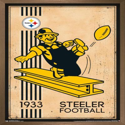 Trends International NFL Pittsburgh Steelers - Retro Logo 14 Wall Poster, 14.725" x 22.375", Bronze Framed Version