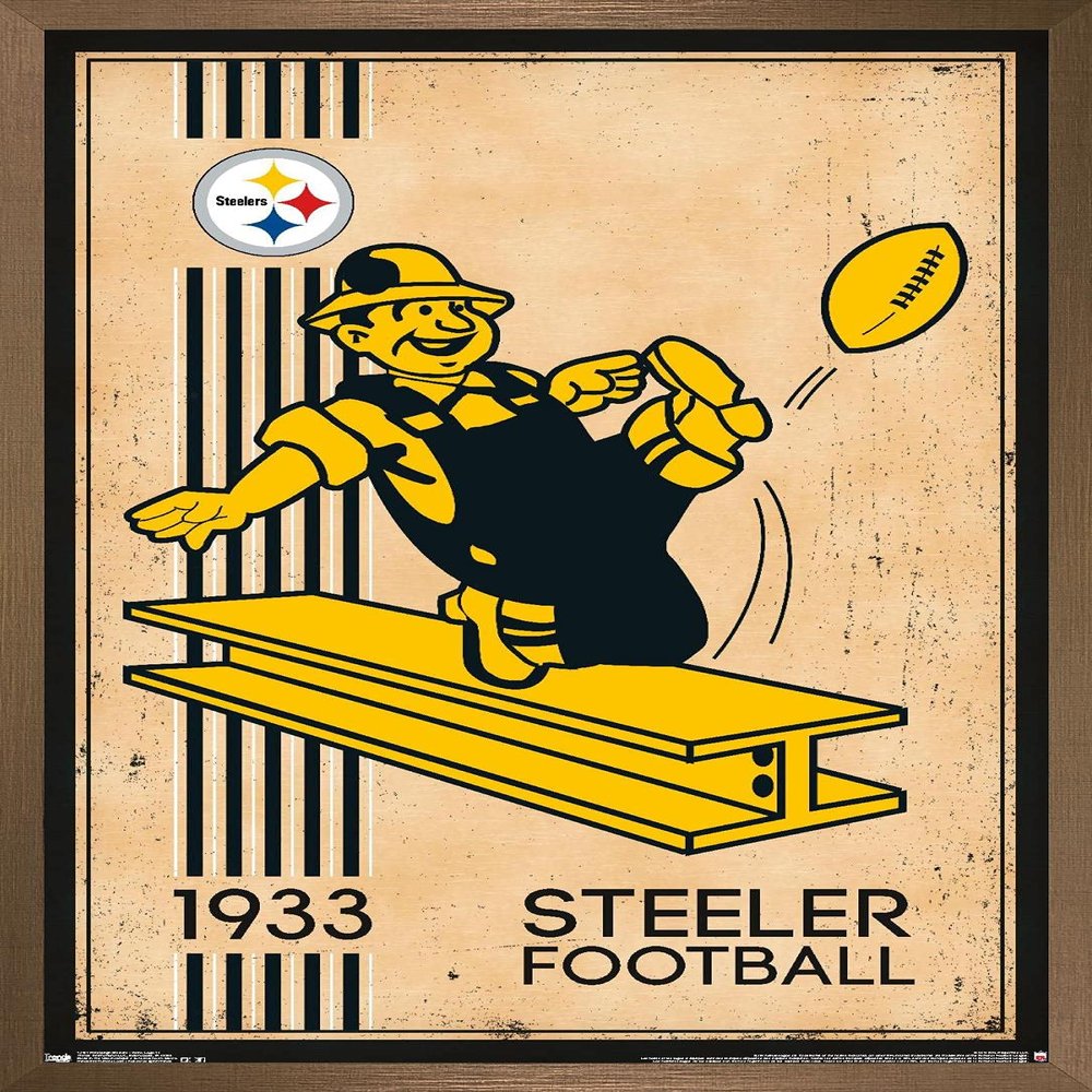 Trends International NFL Pittsburgh Steelers - Retro Logo 14 Wall Poster, 14.725" x 22.375", Bronze Framed Version