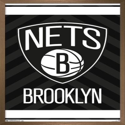 Trends International NBA Brooklyn Nets - Logo 15 Wall Poster, 22.375" x 34", Bronze Framed Version