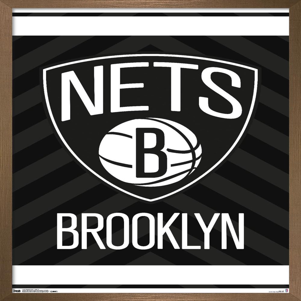 Trends International NBA Brooklyn Nets - Logo 15 Wall Poster, 22.375" x 34", Bronze Framed Version