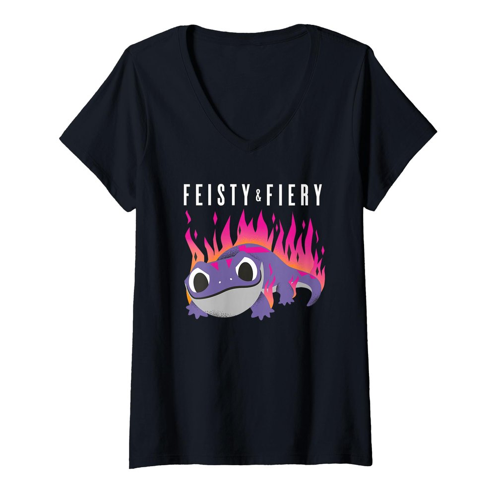 Womens Disney Frozen 2 Bruni Salamander Feisty & Fiery V-Neck T-Shirt