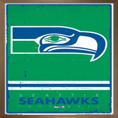 NFL Seattle Seahawks - Retro Logo 15 Wall Poster, 34L" x 22.4W", Bronze Framed Version